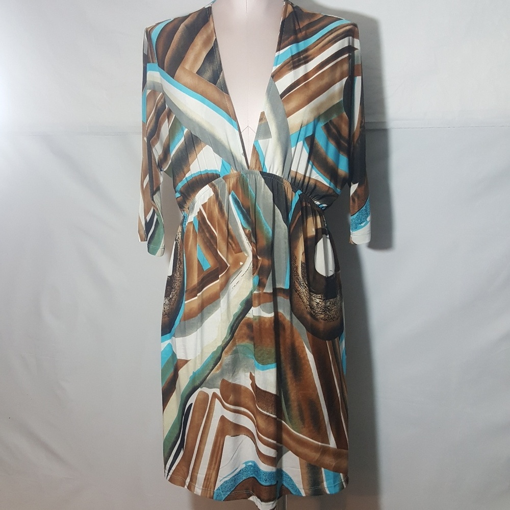 Brown Blue summer vacation Dress